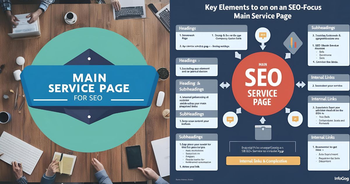 What should be included on a main service page for SEO